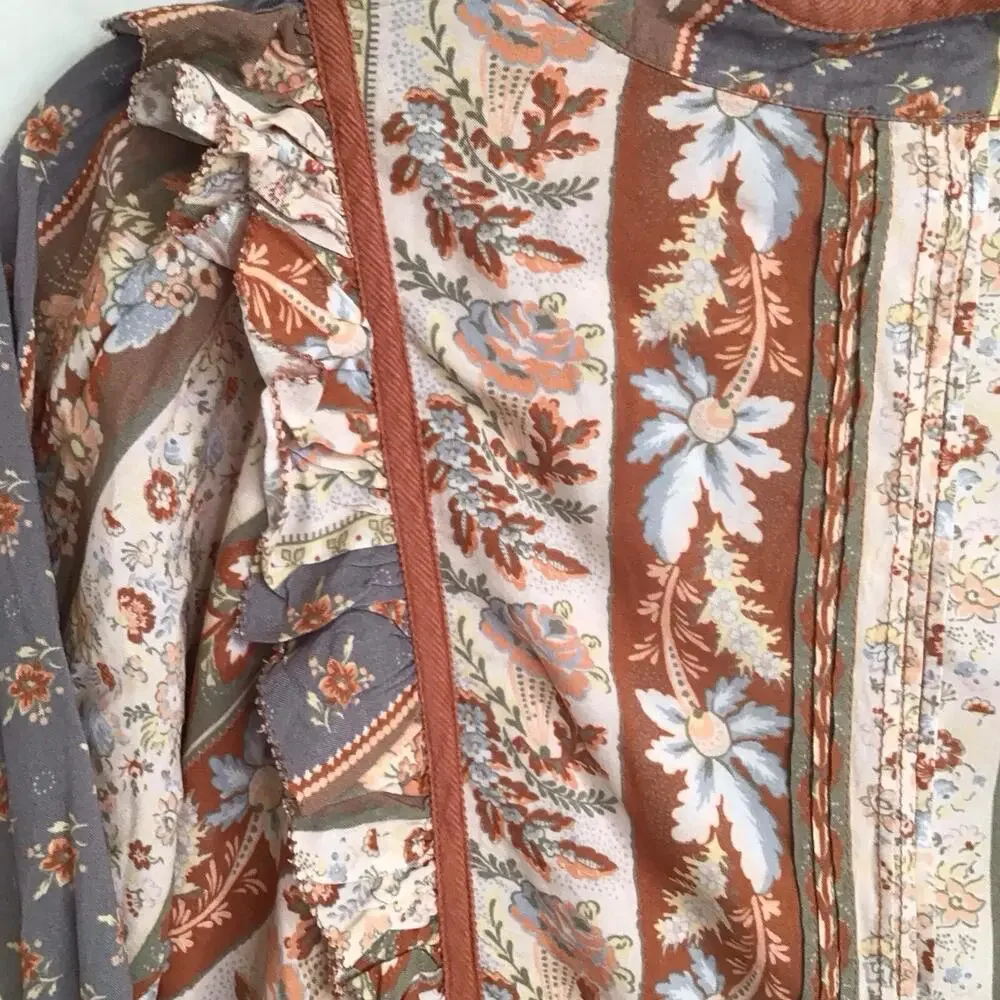 NWT - Faherty Sparrow Long Sleeve Blouse Ashord Print Size XS - Picture 5 of 8